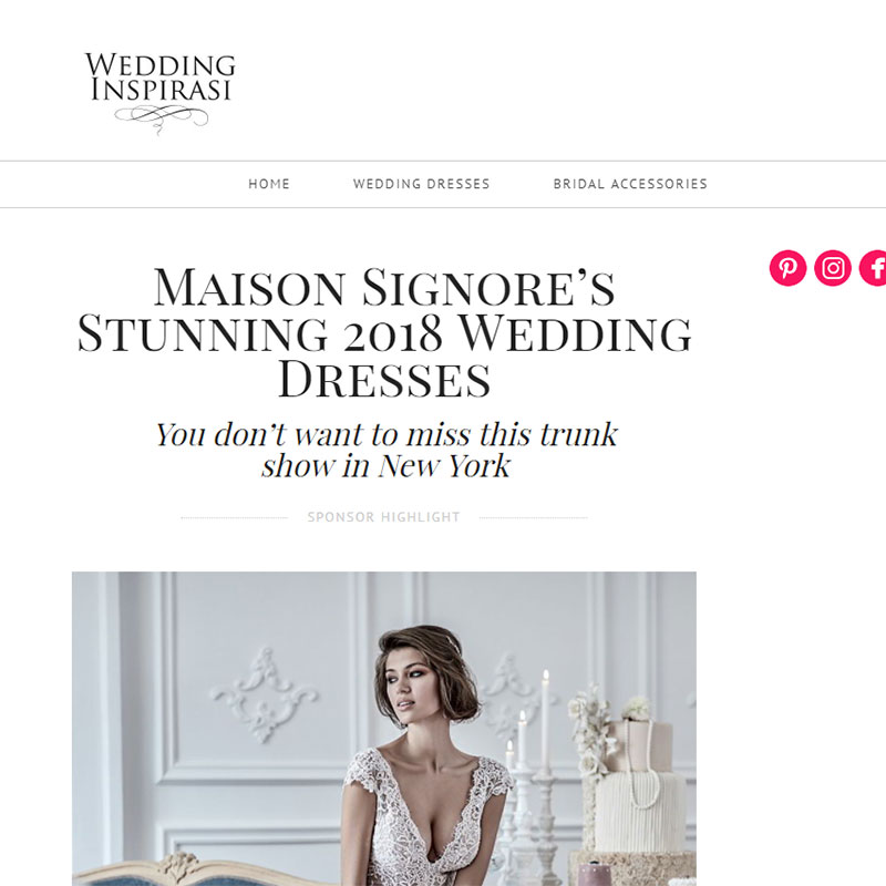 Maison Signore’s Stunning 2018 Wedding Dresses