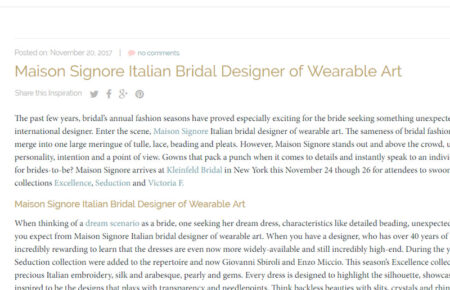 MAISON SIGNORE ITALIAN BRIDAL DESIGNER OF WEARABLE…