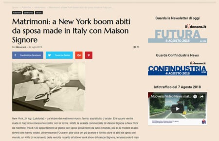 Matrimoni: a New York boom abiti da sposa made in Italy con Maison Signore