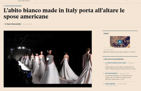 L’abito bianco made in Italy porta all’altare le spose americane